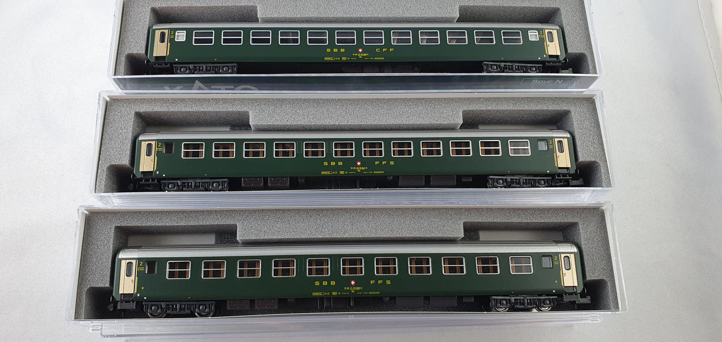 Kato 23012 SBB Wagen Set Bm 2. Kl. (RIC Wagen) neues Logo OVP (EB1)