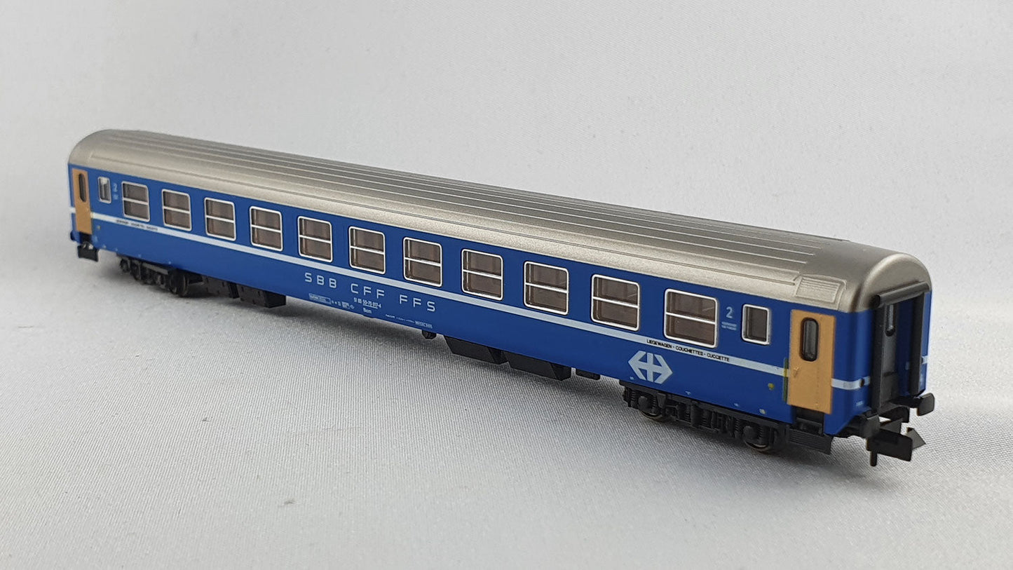 Kato K23204 SBB Liegewagen 2. Kl. blau mit Beleuchtung OVP (E3121)