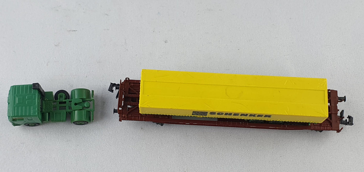 Roco 1904 DB Taschenwagen mit Auflieger "Schenker" OVP (CWG1)