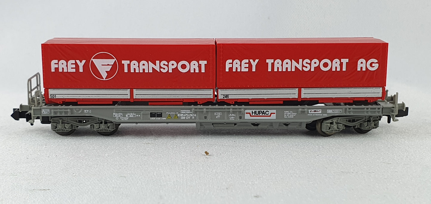 Roco 25216 HUPAC Taschenwagen mit Wechselpritsche "FREY TRANSPORT AG" OVP (GWG8)
