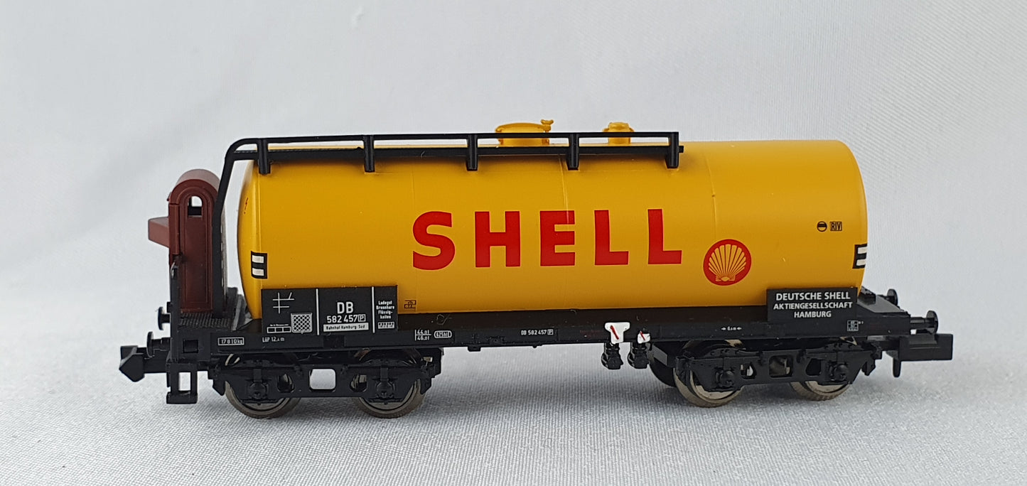 Minitrix 15504-04 DB tank car with Brhs, 4-axle, yellow, ´Shell´ OVP (PL11) 