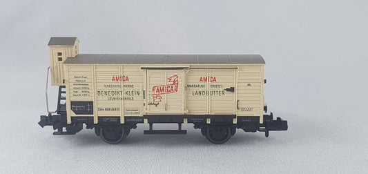 Fleischmann 8867 KPEV thermal insulation car with Brhs, "AMICA Margarine Werke - BENEDIKT KLEIN, CÖLN-EHRENFELD - LANDBUTTER" (DG816) 