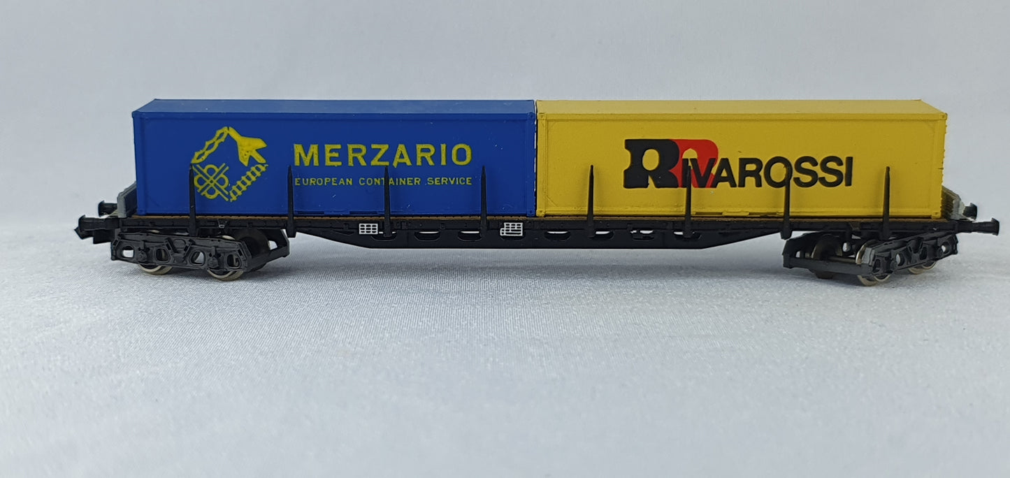 Rivarossi 9319 Containertragwagen mit 2 20´ Containern ´Merzario´  und ´Rivarossi´(DG889)