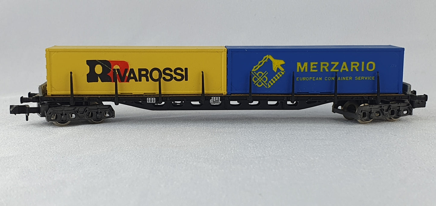 Rivarossi 9319 Containertragwagen mit 2 20´ Containern ´Merzario´  und ´Rivarossi´(DG889)