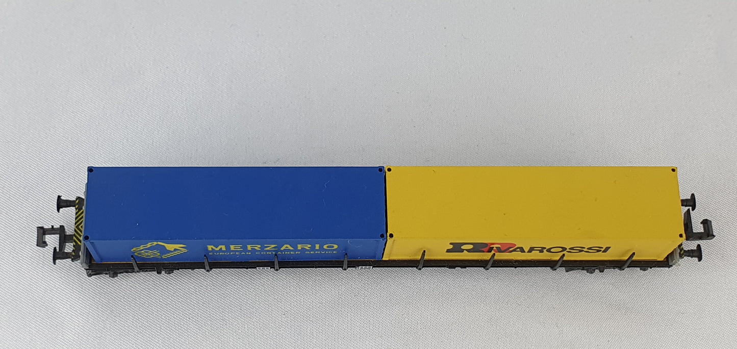 Rivarossi 9319 Containertragwagen mit 2 20´ Containern ´Merzario´  und ´Rivarossi´(DG889)