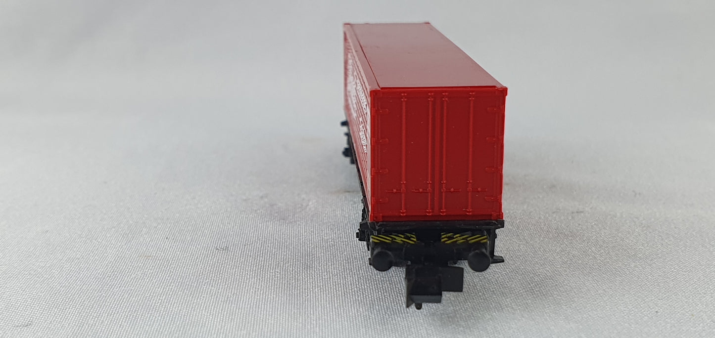 Minitrix 13681 DB Container-Tragwagen mit Container (rot) ´Schuco-technisches Spielen´ OVP (DG833)