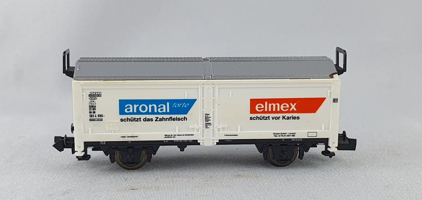 Minitrix 13949 DB Schiebedach-/Schiebewandwagen, ´aronal´ ´elmex´OVP (E4650)
