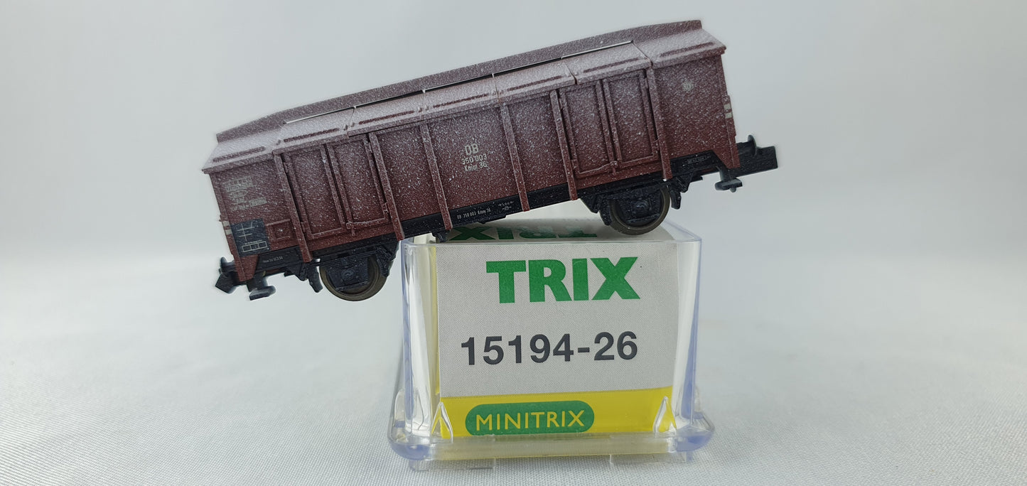 Minitrix 15194-026 DB Klappdeckelwagen, gealtert, OVP (DG841)