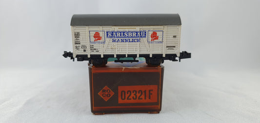 Roco 02321F Wagon couvert DB (wagon à bière), « KARLSBRÄU MANNLICH », emballage d'origine (E875) 