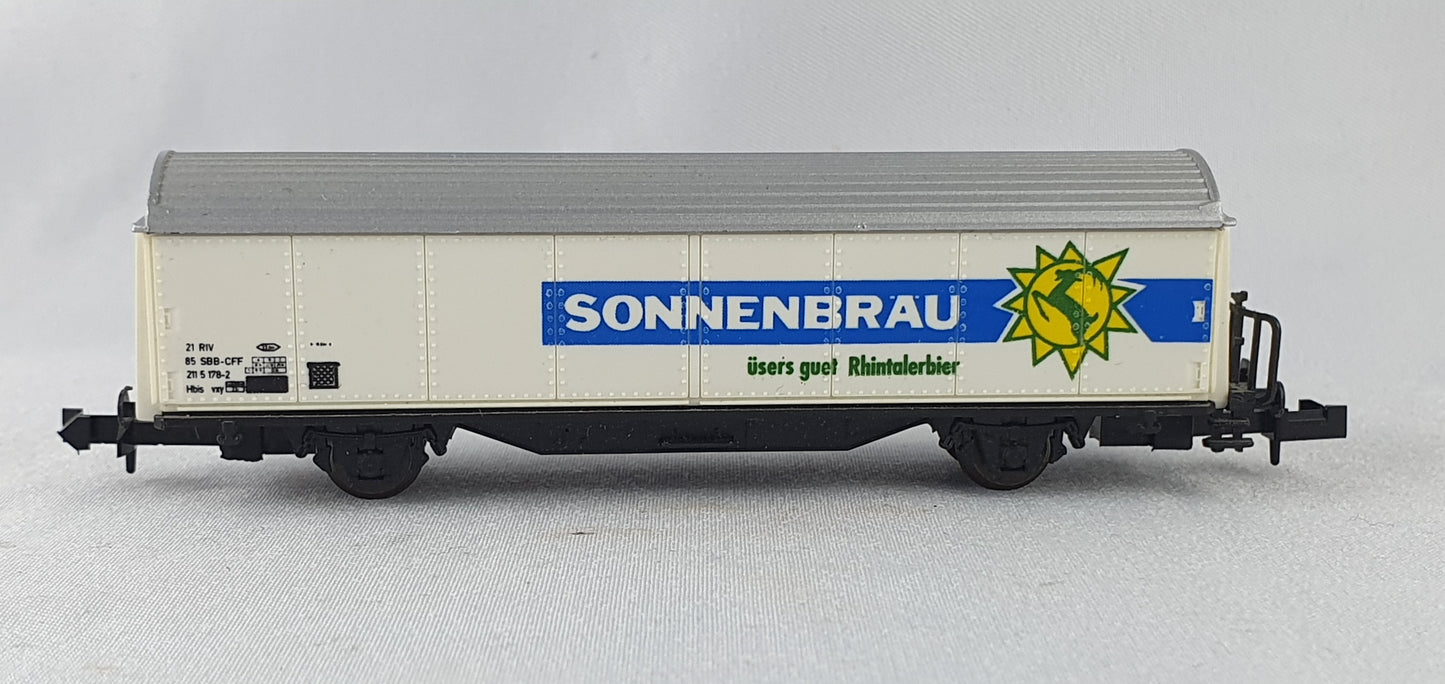 Baur 203 SBB Schiebewandwagen, 'Sonnenbräu üsers guet Rhintalerbier´ (E6885)