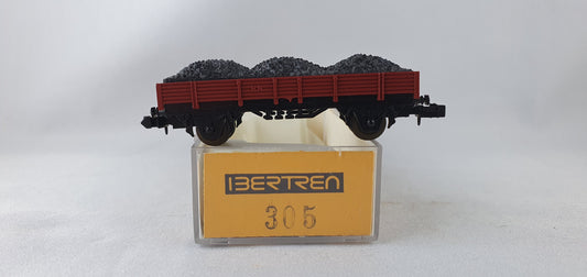 Wagon à bords bas Ibertren 305 RENFE avec chargement de charbon, emballage d'origine (PR16) 