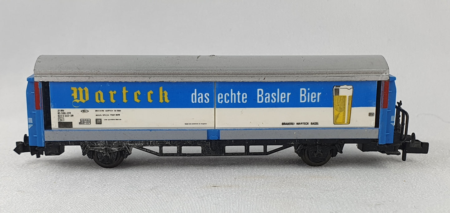 Fleischmann 8337 SBB Schiebewandwagen (Bierwagen), `Warteck das echte Basler Bier` OVP (DG875)