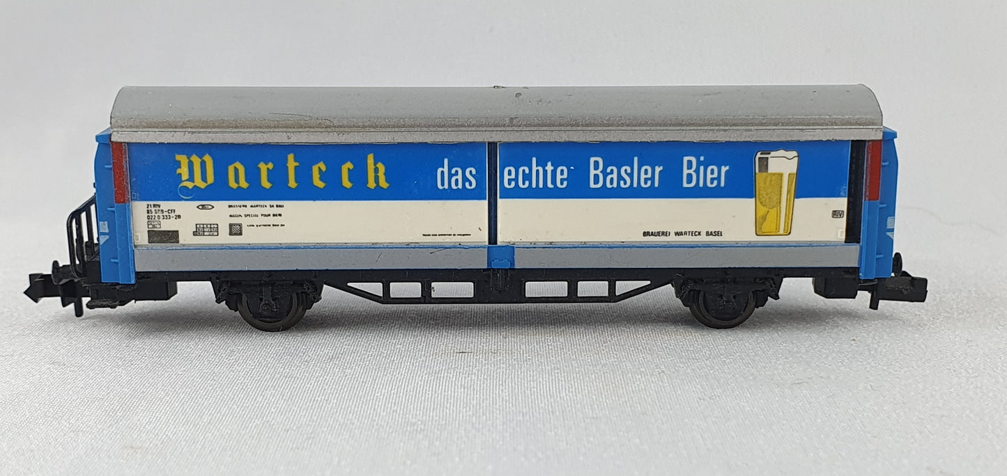 Fleischmann 8337 SBB Schiebewandwagen (Bierwagen), `Warteck das echte Basler Bier` OVP (DG875)