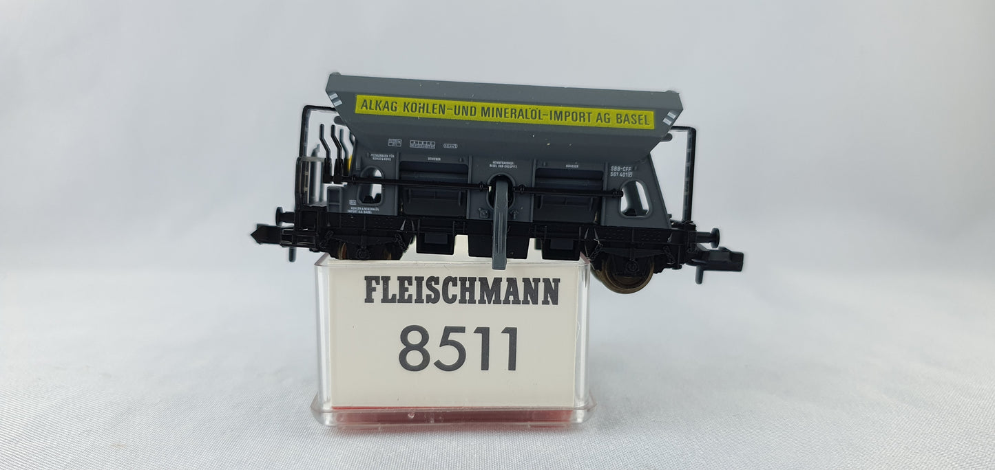 Fleischmann 8511 SBB Selbstentladewagen `ALKAG KOHLEN- UND MINERALÖL-IMPORT AG BASEL` OVP (E6599)