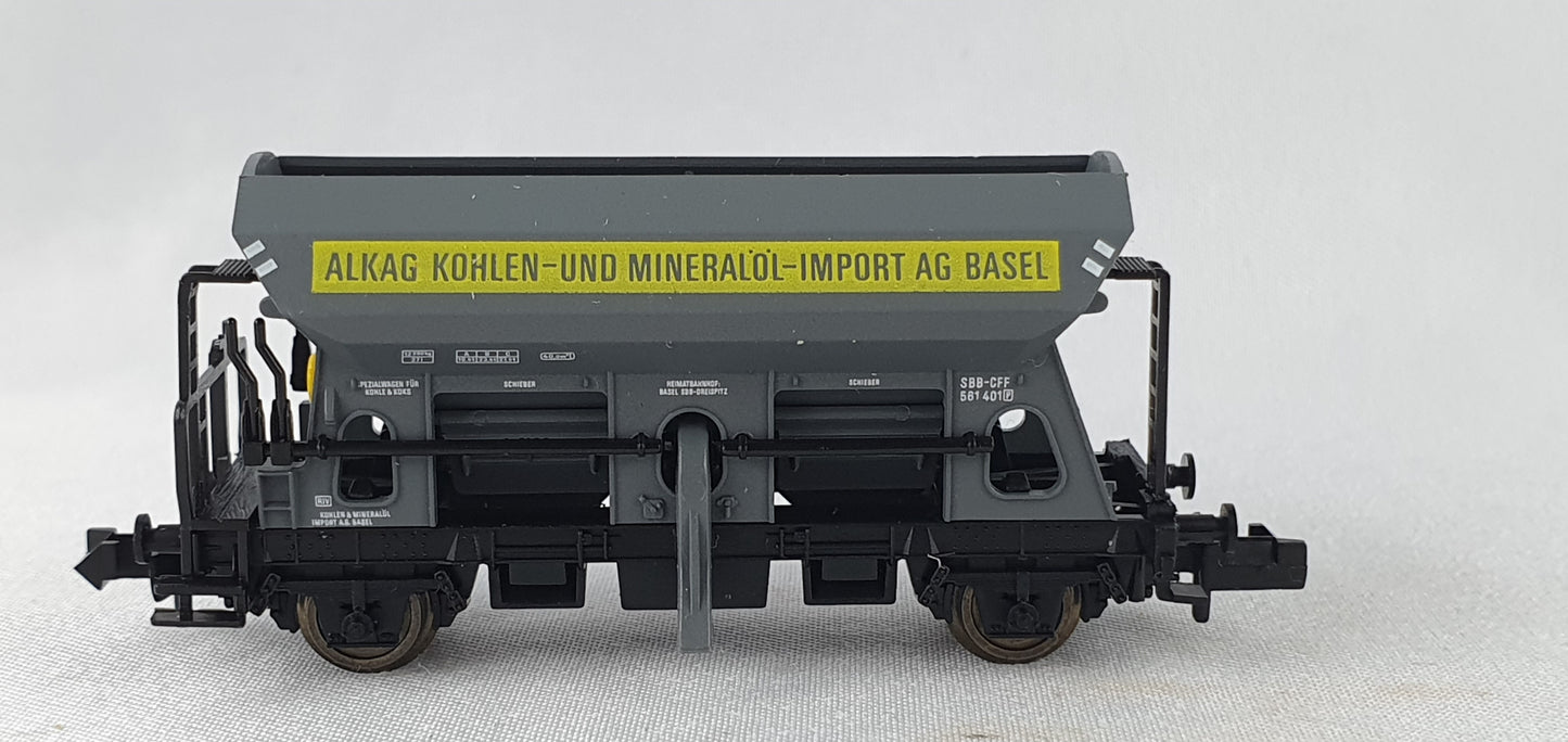 Fleischmann 8511 SBB Selbstentladewagen `ALKAG KOHLEN- UND MINERALÖL-IMPORT AG BASEL` OVP (E6599)