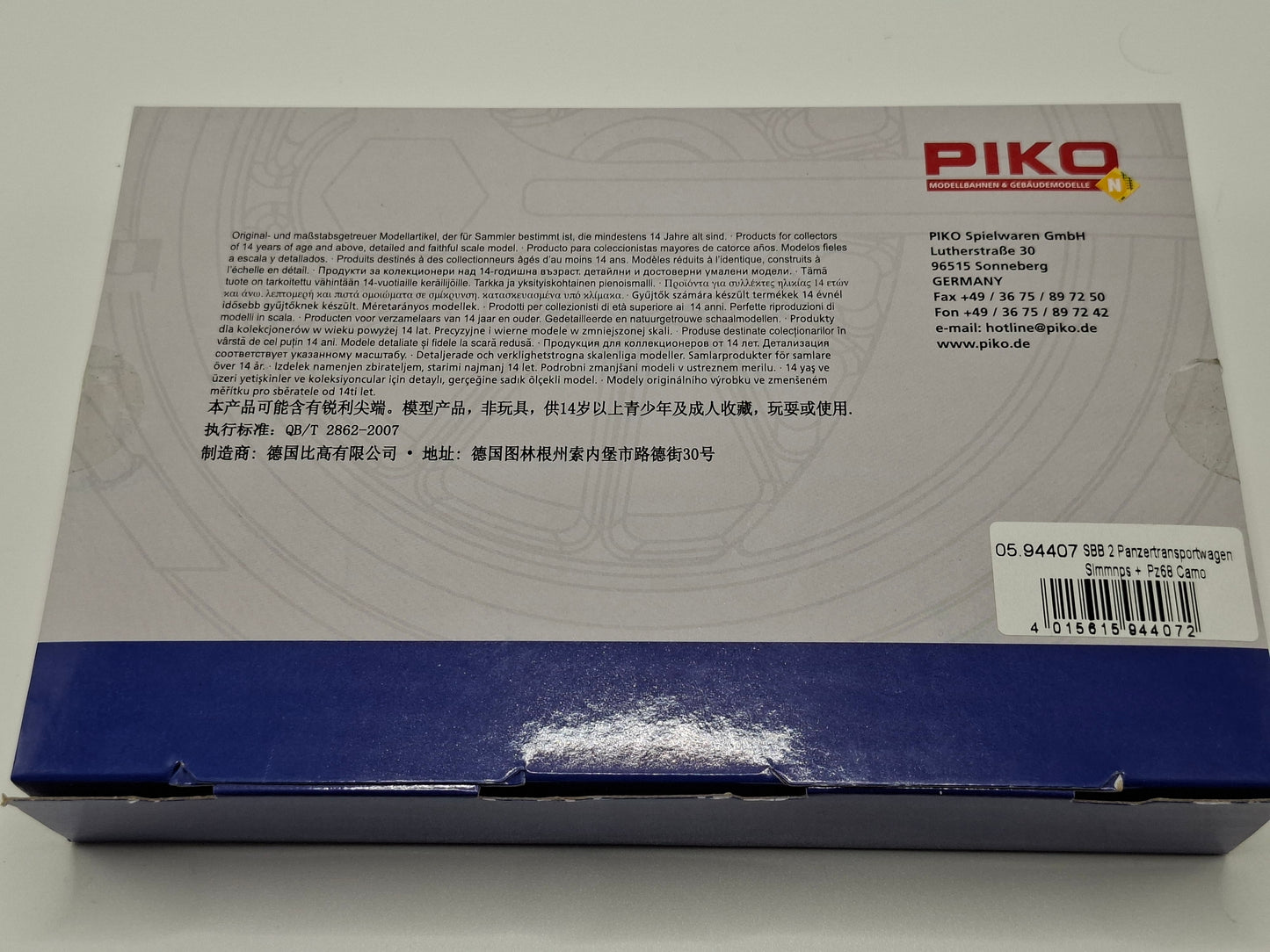 Piko 94407 SBB Set 2-teilig Tiefladewagen mit Panzer 68 OVP (EOS1)