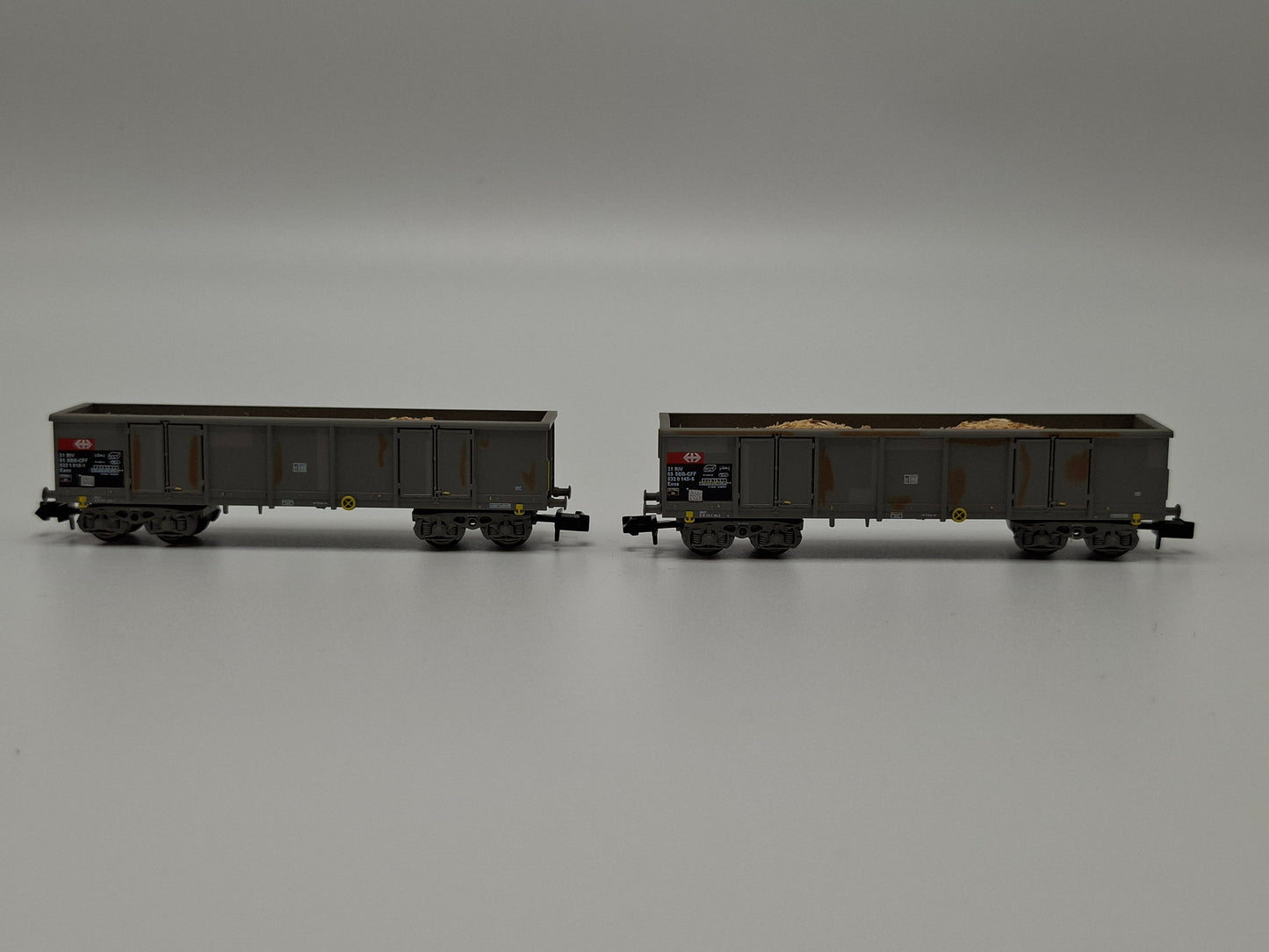 Arnold HN6062 SBB Set 2-teilig offenen Eaos-Güterwagen mit Holzhackschnitzeln OVP (EOS3)