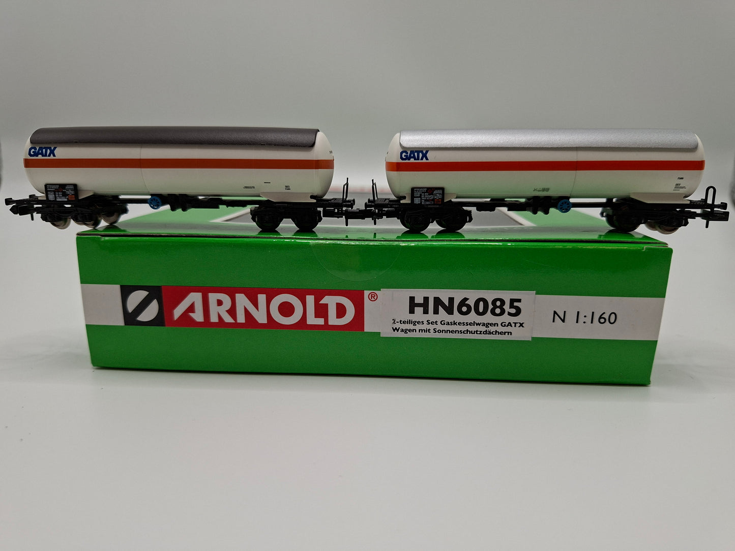 Arnold HN6085 GTAX Set 2-teilig Druckgas-Kesselwagen mit Sonnenschutzdach OVP (EOS4)