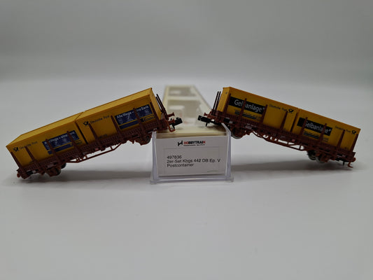 Hobbytrain 497836 DB Set 2 Niederbordwagen mit Post Containern OVP (EOS8)