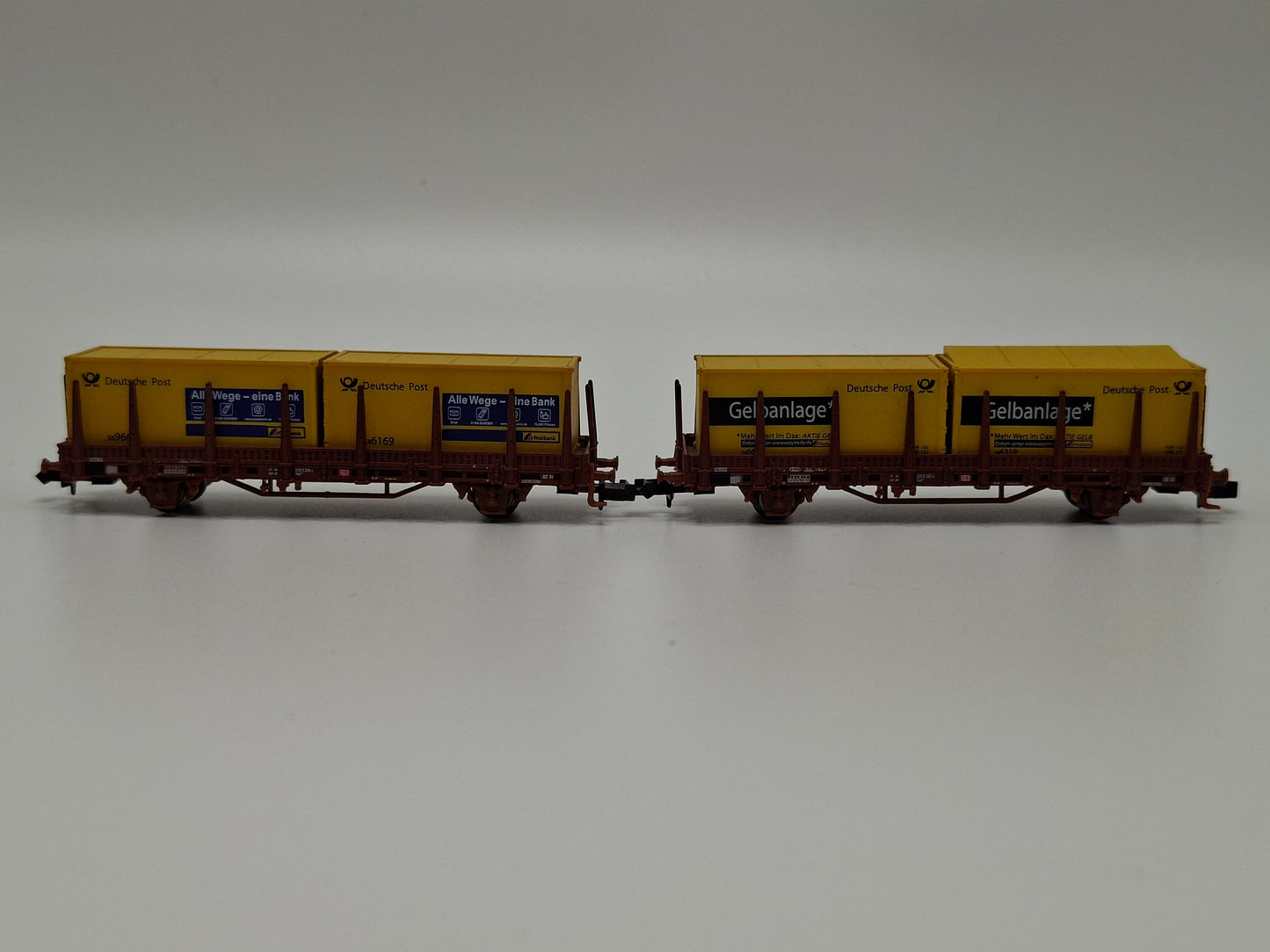Hobbytrain 497836 DB Set 2 Niederbordwagen mit Post Containern OVP (EOS8)