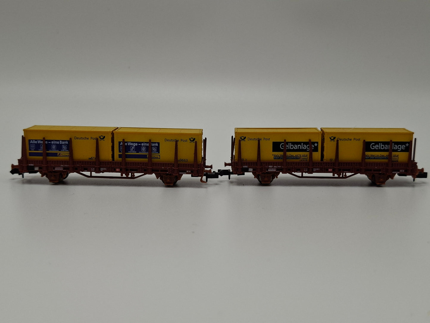 Hobbytrain 497836 DB Set 2 Niederbordwagen mit Post Containern OVP (EOS8)