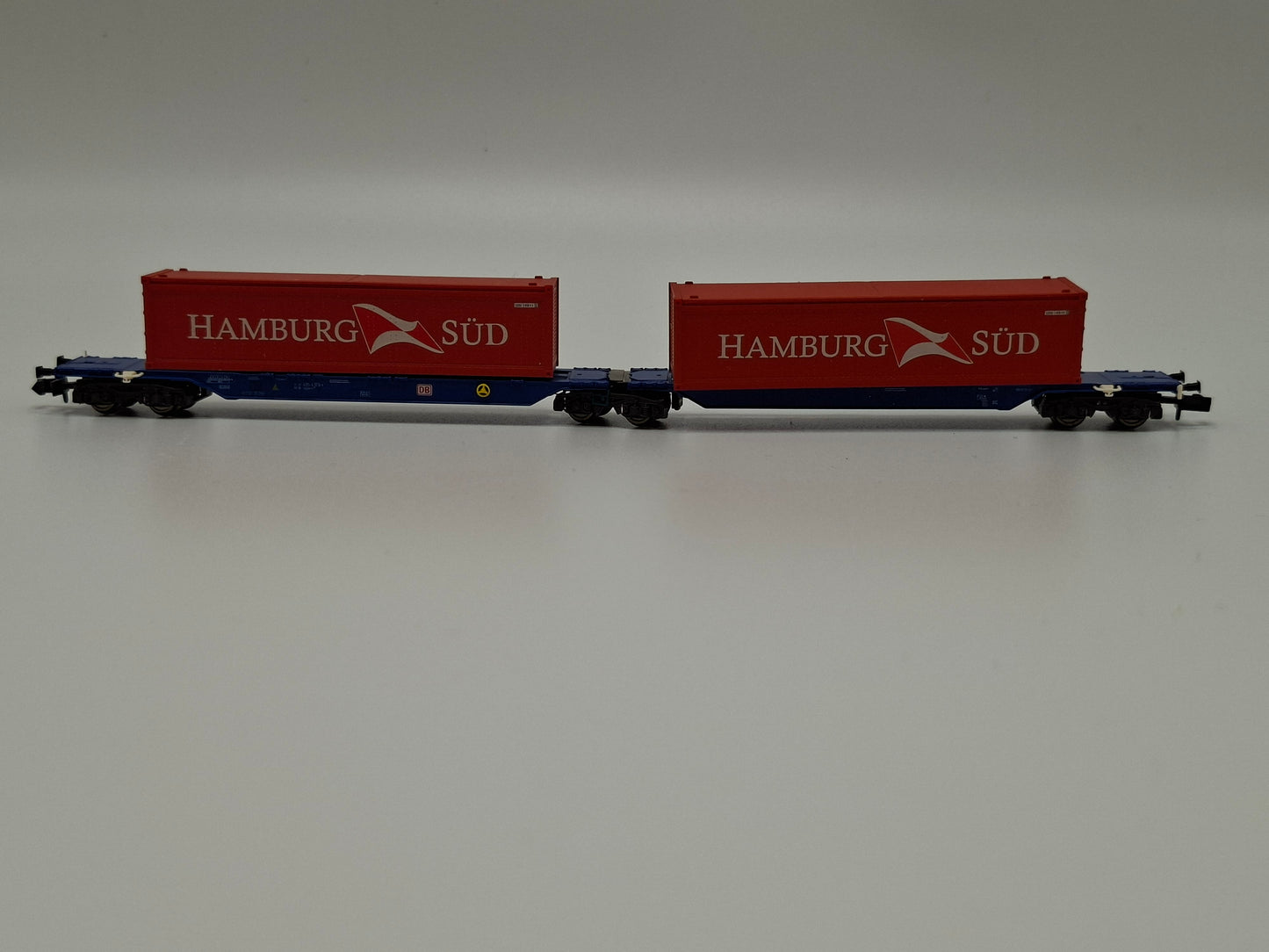 Fleischmann 825301 DB Gelenk-Containertragwagen mit zwei 40´ Containern (rot) ´HAMBURG SÜD´ OVP (EOS10)