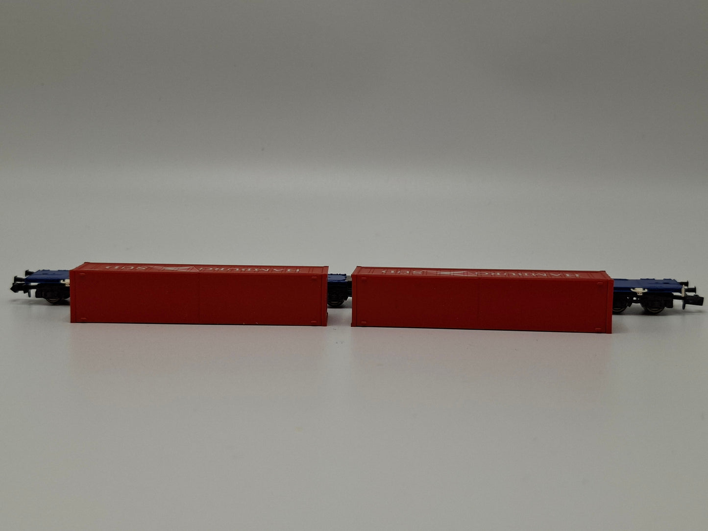 Fleischmann 825301 DB Gelenk-Containertragwagen mit zwei 40´ Containern (rot) ´HAMBURG SÜD´ OVP (EOS10)