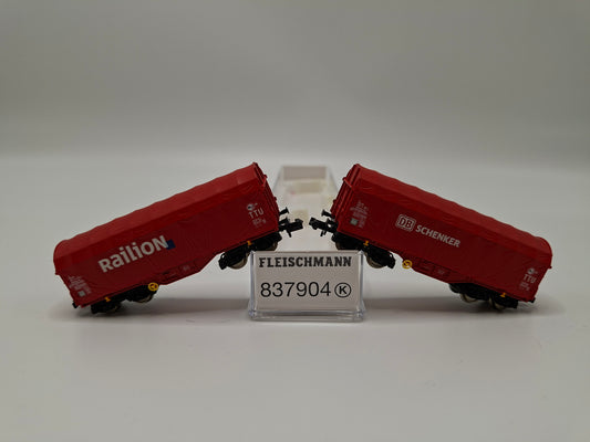 Fleischmann 837904 DB Set 2-teilig Schiebeplanenwagen "Railion und DE Schenker" OVP (EOS14)
