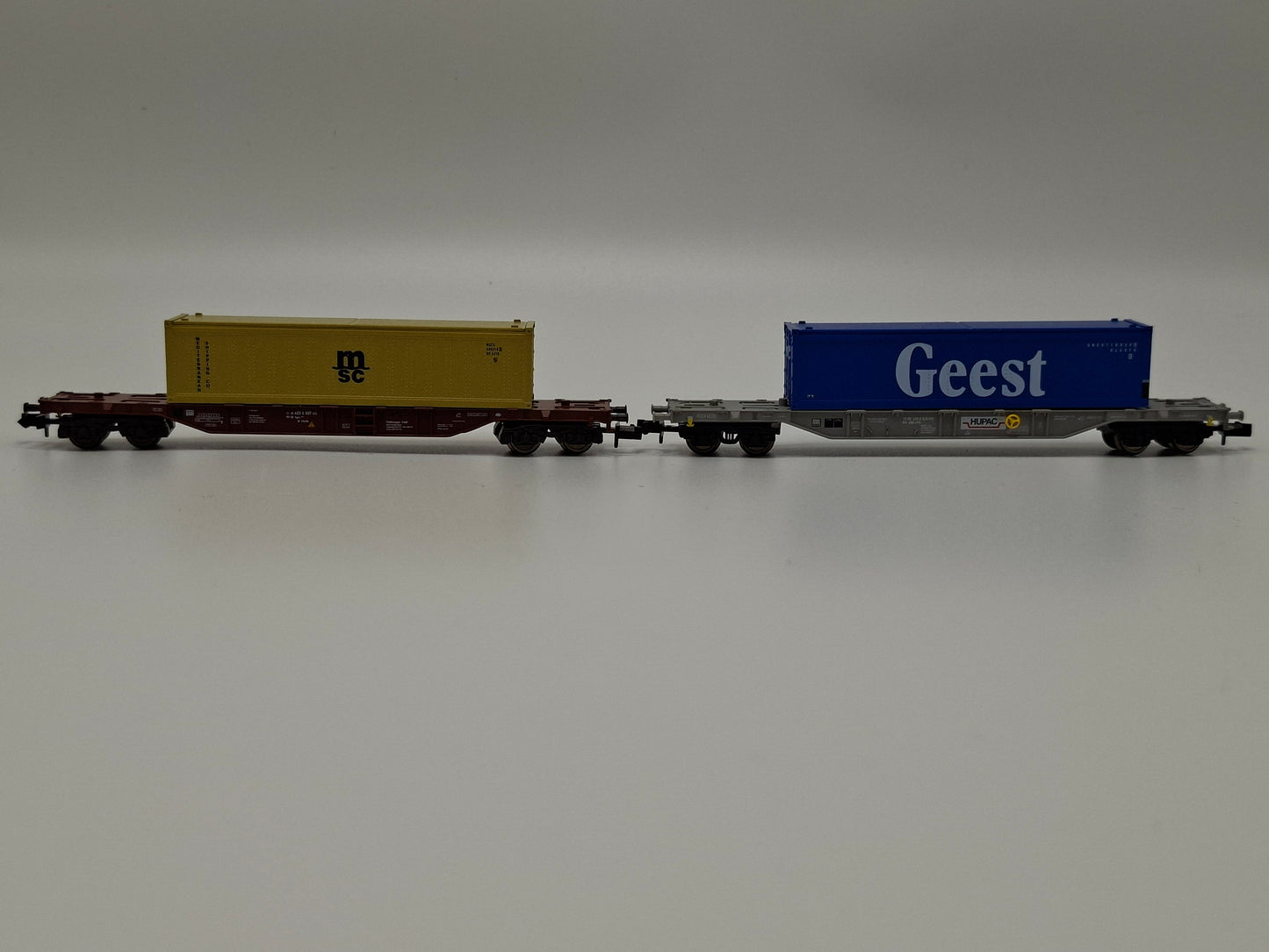 Fleischmann 97 8808 DB Set 2-teilig Container Tragwagen "msc und Geest" OVP (EOS15)