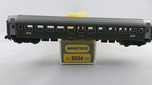 Minitrix 51 3026 00 SBB Schnellzugwagen 2. Kl OVP (E6964)
