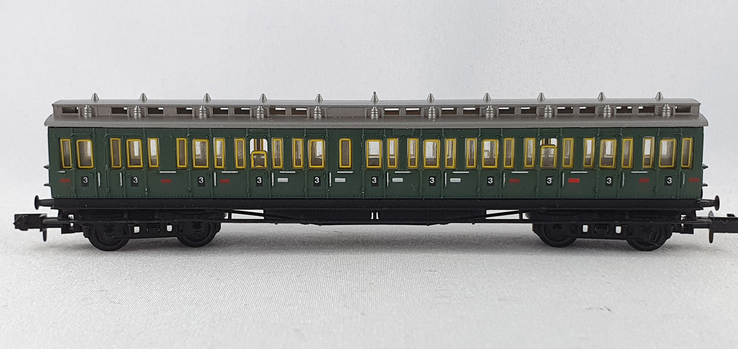 Arnold 3394 DRG Abteilwagen 3. Kl grün Beiwagen zu ET 88 mit allen Fenstern gelb (DP418)