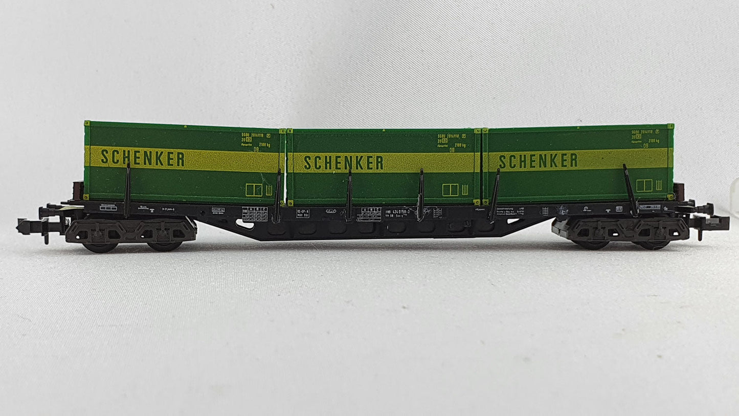 Minitrix 51 3511 00 DB Container Tragwagen "Schenker" OVP (DG123)