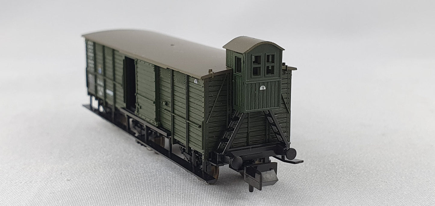 Minitrix 13269 K.Bay.Sts.B ged. Güterwagen mit Bremserhaus 3-achsig OVP (DG305)