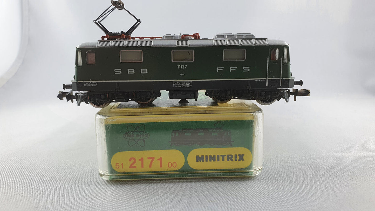 Minitrix 51 2171 00 SBB Re 4/4 mit 1 Pantograph OVP EMS E-Lok (WL7)