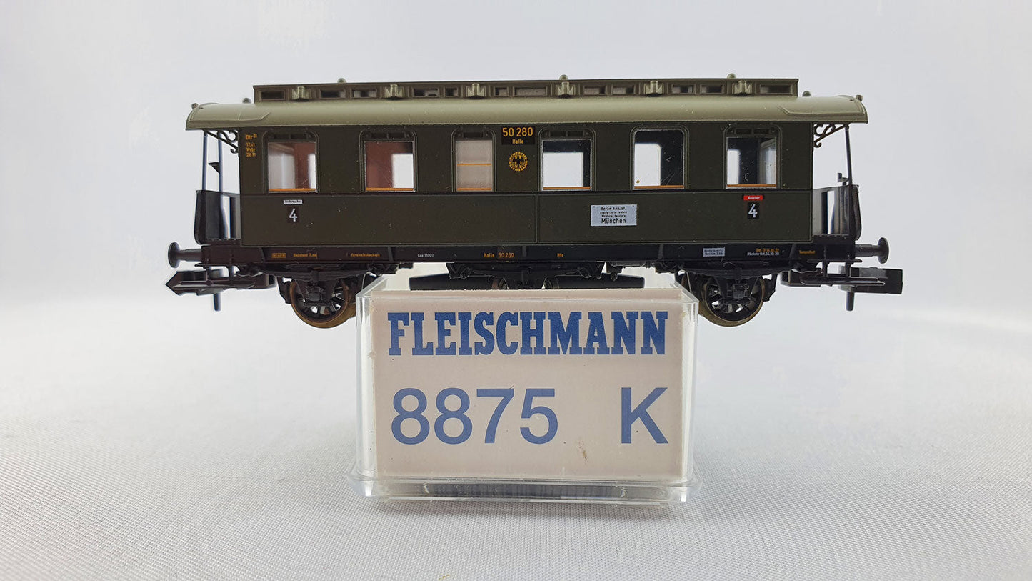 Fleischmann 8875 K DRG passenger car 4th class with load compartment with spoked wheels RARITY OVP (DP123) 