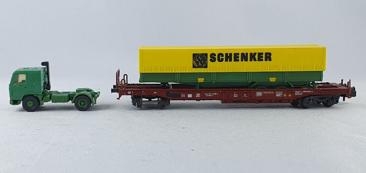 Roco 1904 DB Taschenwagen mit Auflieger "Schenker" OVP (CWG1)