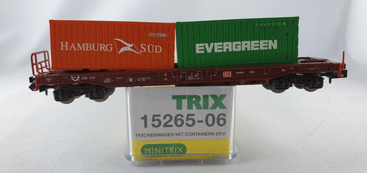 Minitrix 15265-06 DB Taschenwagen "Evergreen und Hamburg Süd" OVP (E6191)