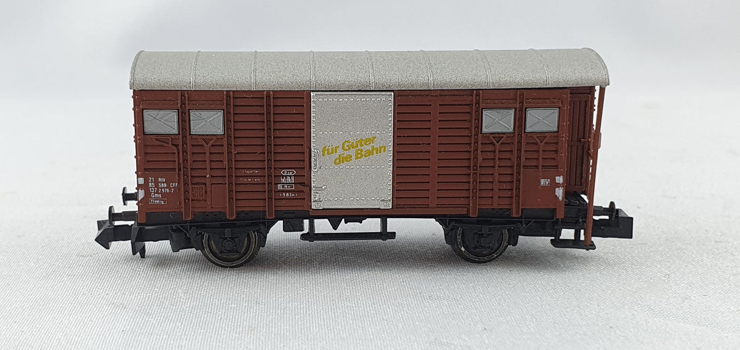 Hobbytrain 31076 SBB ged. Güterwagen mit Brhs "für Güter die Bahn" OVP (AGW12)