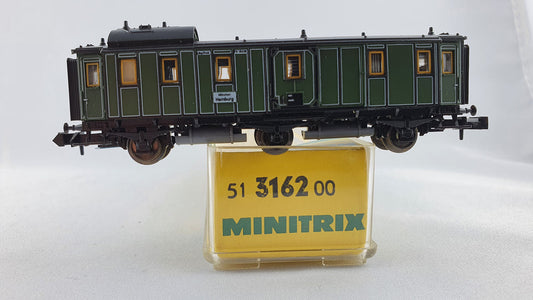 Minitrix 51 3162 00 K.Bay.Sts.B.Schnellzug-Packwagen 3-achsig OVP (DP172)
