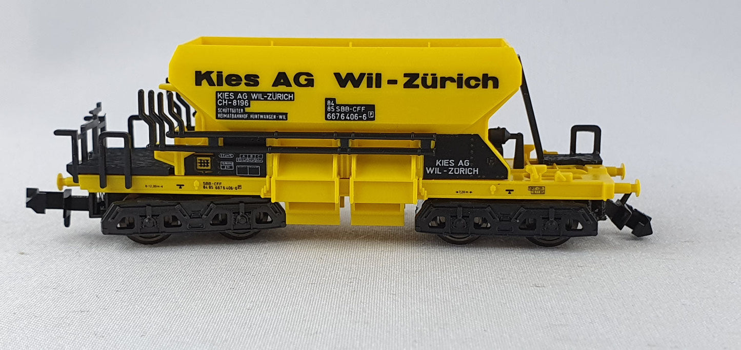 Minitrix 13691 SBB Selbstentladewagen gelb "Kies AG Wil-Zürich" 4-achsig OVP (AGW11)
