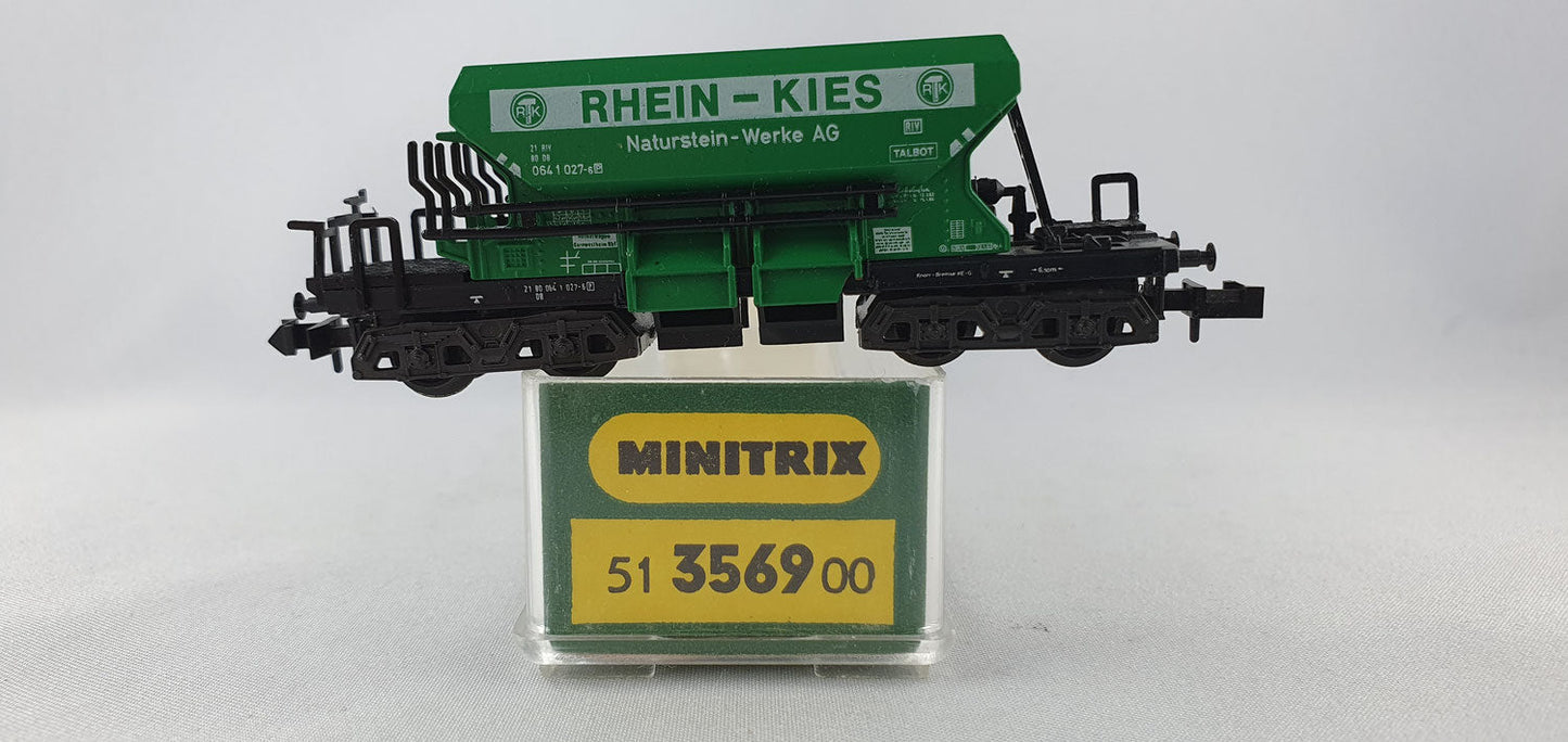 Minitrix 51 3569 00 DB Schotterwagen "RHEIN-KIES Naturstein Werke AG" OVP (MBG3)