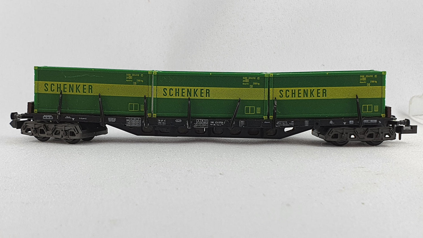 Minitrix 51 3511 00 DB Container Tragwagen "Schenker" OVP (DG123)