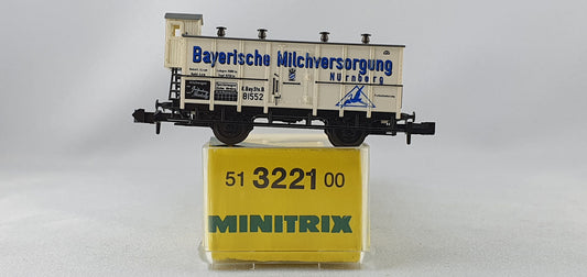 Minitrix 51 3221 00 K.Bay.Sts.B Milchwagen "Bay. Milchversorgung Nürnberg" OVP (DG286)