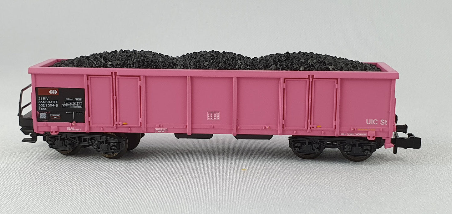 Roco 25169 SBB off.Güterwagen pink mit Kohleladung (DG654)