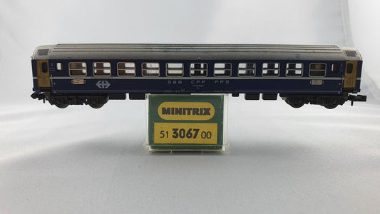 Minitrix 51 3067 00 SBB Liegewagen 2. Kl. blau OVP (AGW20)