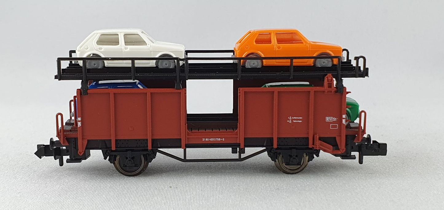 Fleischmann 8225 DB Doppelstock Autotransport mit 4 Golf OVP (DG449)