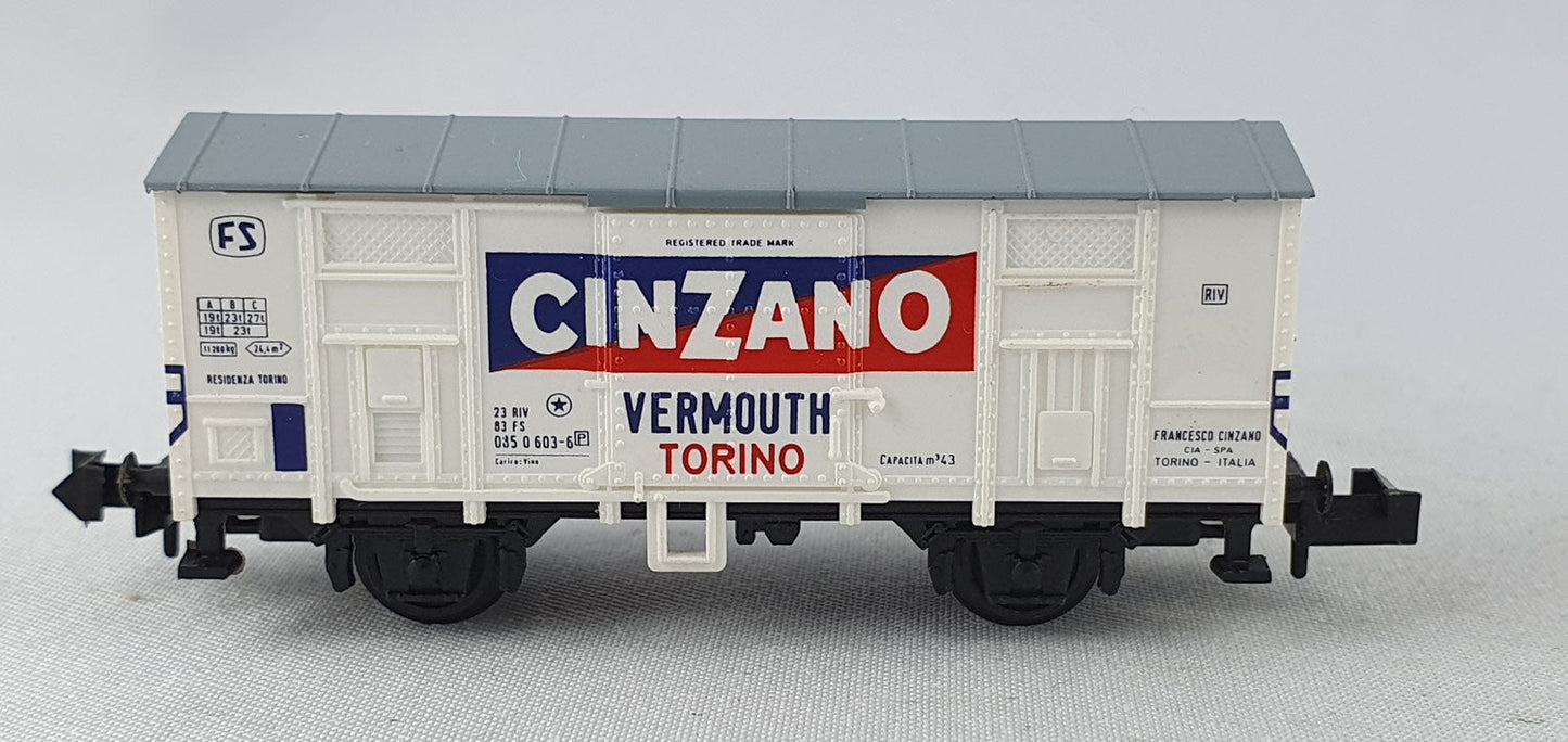 Minitrix 13603 FS ged.Güterwagen "CINZANO" OVP (DG526)