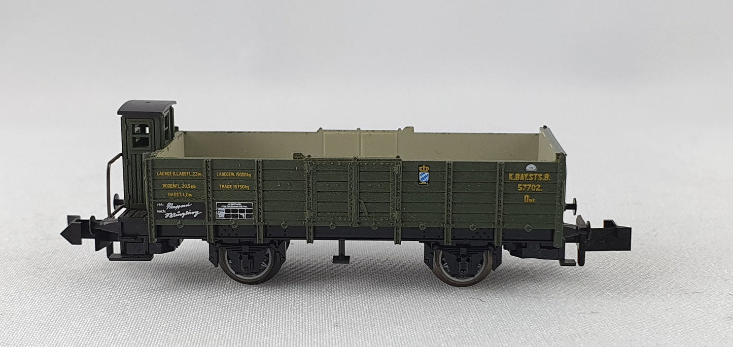 Minitrix 13235 K.Bay.Sts.B. off. Güterwagen mit Bremserhaus OVP (DG303)