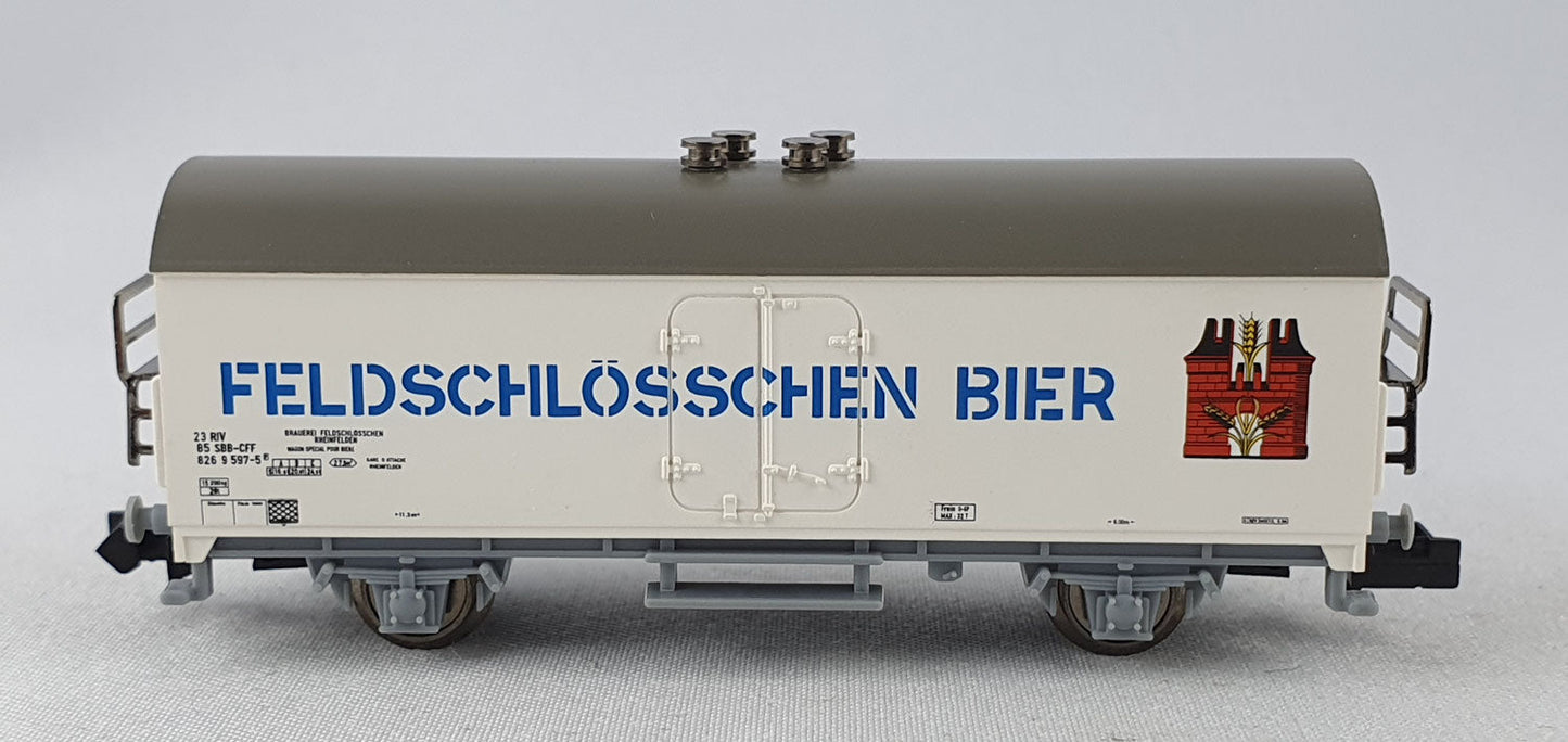 Minitrix 15644-02 SBB Bierwagen "Feldschlösschen Bier" OVP (DG530)