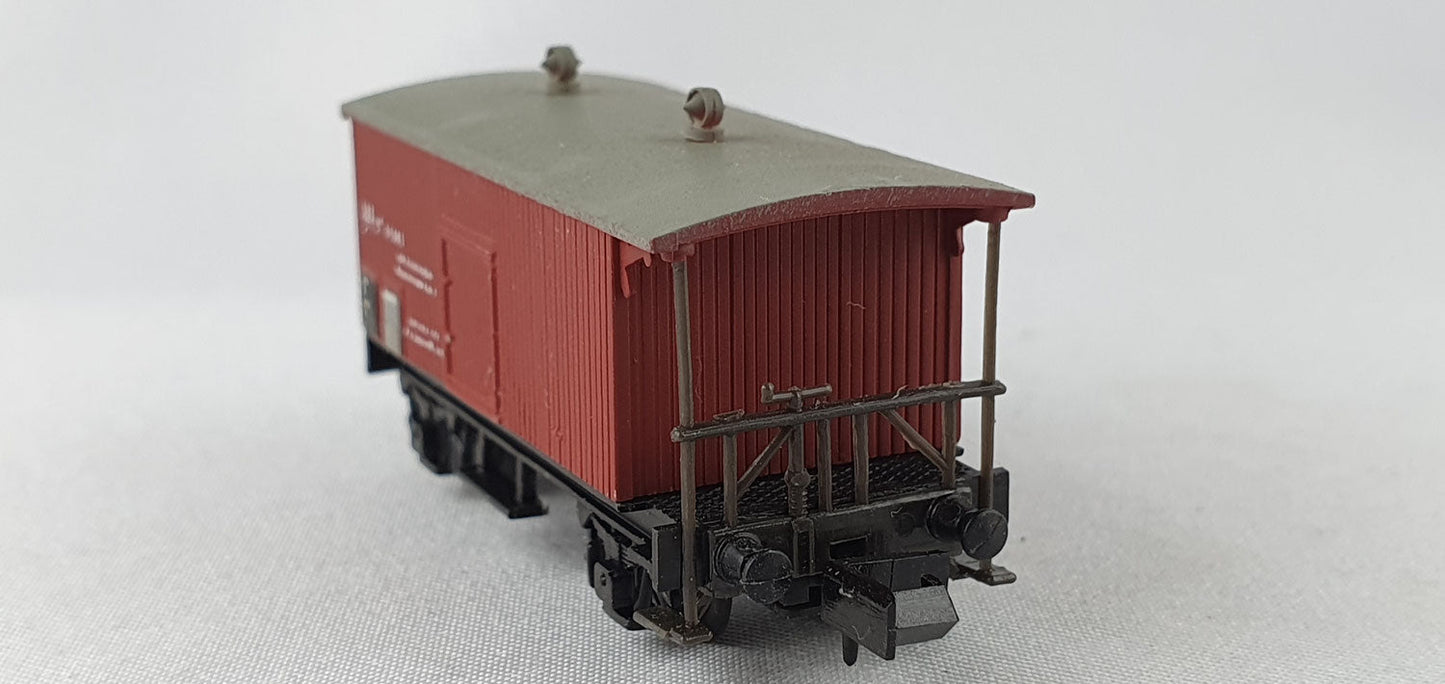 SwissToys 3 SBB Flachdachwagen braun mit Brb Kreidetafel und Zettelkasten (DG476)